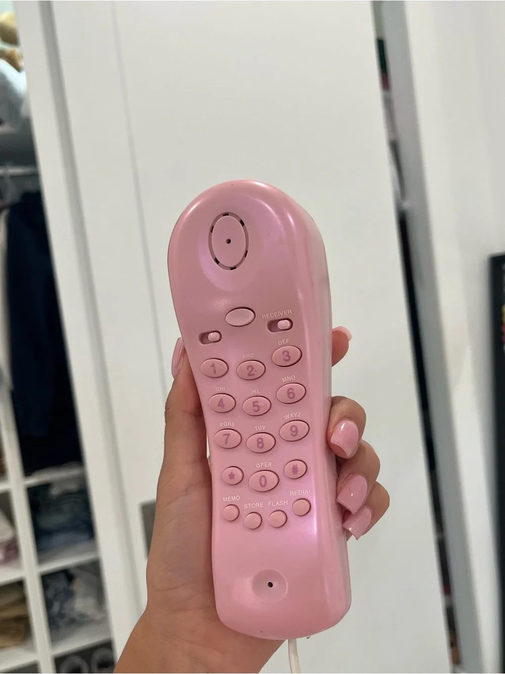 Hello Kitty Pink and White Corded Telephone with Figurine